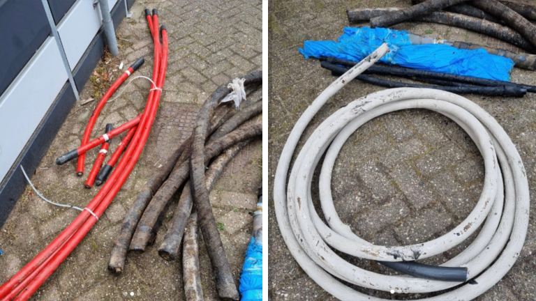 Tegen de (mist)lamp met gestolen stukken kabel